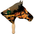 Horse Stock Shape Fan w/ Wooden Stick
